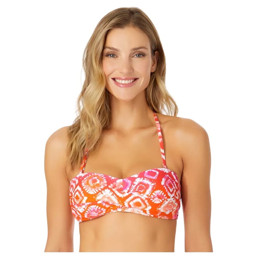 Anne Cole Women's Tie Dye Foulard Twist Bandeau Bikini Top NWT Large